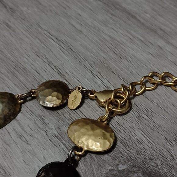 CHICO'S Black and Gold-Toned Textured Statement Necklace, 32" - Picture 4 of 4